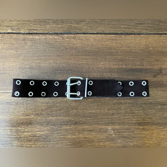 Women’s Dark Brown Suede and Bohemian Grommet Belt - Picture 4 of 7